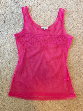 Vintage Y2K Charlotte Russe Sheer Pink Graphic Tank